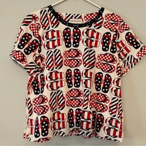 Alfred Dunner Patriotic Flip-Flop Print Tee sz LP
